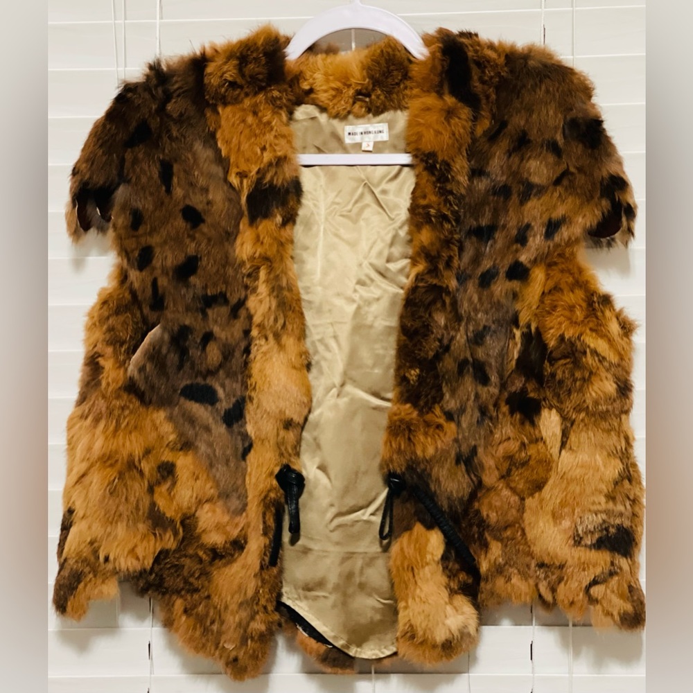 VINTAGE 100% REAL RABBIT FUR VEST - SIZE SMALL